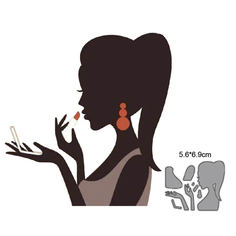 Cutting Dies Woman Makeup Metal Cutting Dies Cut Die Mold Decoration Scrapbook Paper Craft Knife Mould Blade Punch Stencils Dies