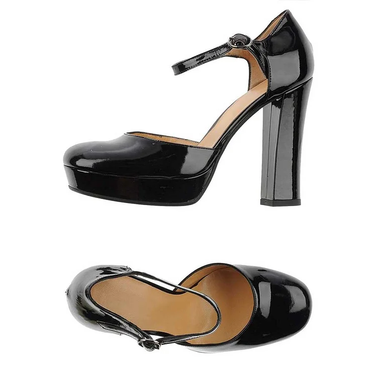 Custom Made Black Patent Leather Closed Toe Heels |FSJ Shoes