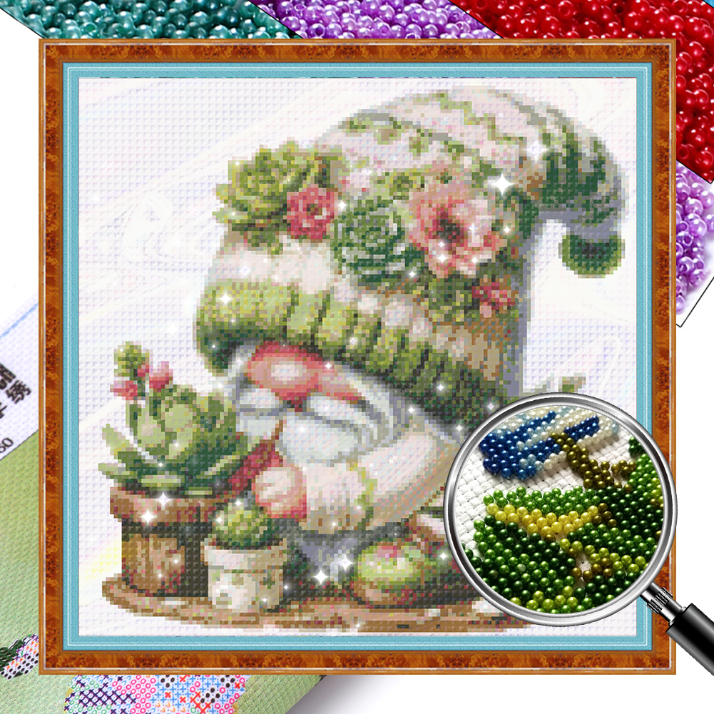 Succulent Dwarf Partial 9CT Pre-stamped Canvas(40*40cm) Beaded Cross Stitch