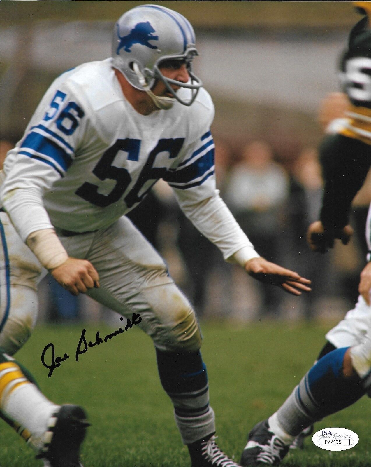 Joe Schmidt REAL hand SIGNED 8x10 Photo Poster painting JSA COA #1 Detriot Lions HOF NFL