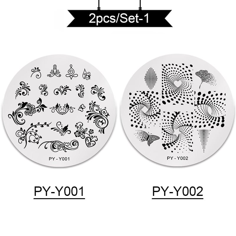 PICT YOU Stamping Plates Kits Striped Line Flowers Stamp Plate Tropical Geometry Lace Halloween Pumpkin Nail  Image Plate