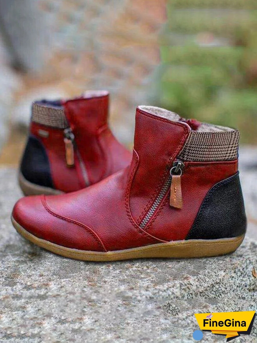 Casual Retro Stitching Zipper Snow Snow Boots