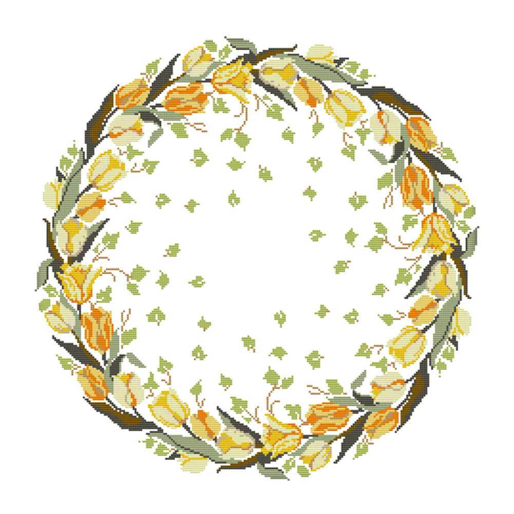 

Lily Wreath - 14CT Stamped Cross Stitch - 50*50cm, 501 Original
