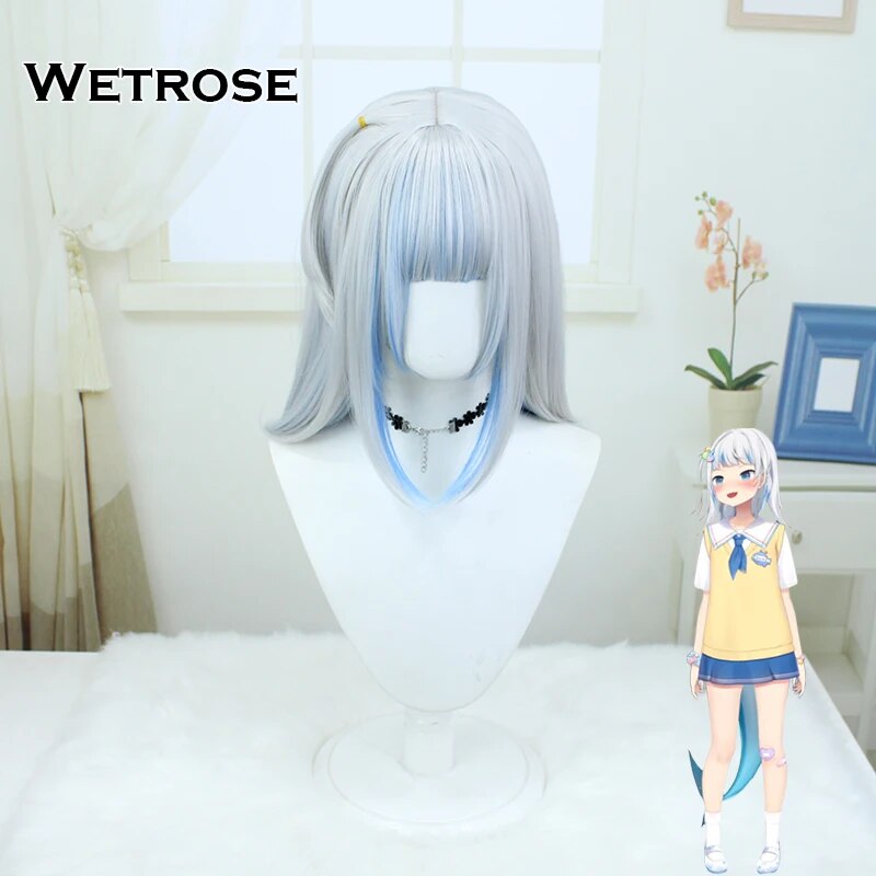 【Wetrose】In Stock Hololive EN Vtuber Gura Gawr 2023 New JK Casual Outfit Ponytail Cosplay Wig
