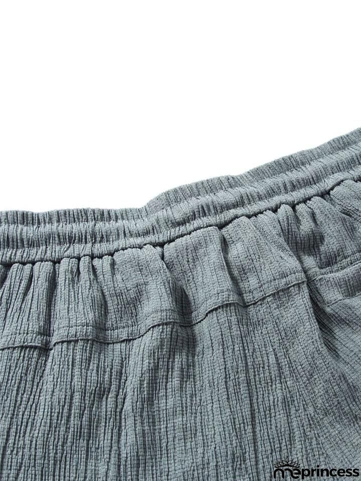 Oversize Comfy Two-Piece Outfit Solid Color T-Shirts + Drawstring Shorts