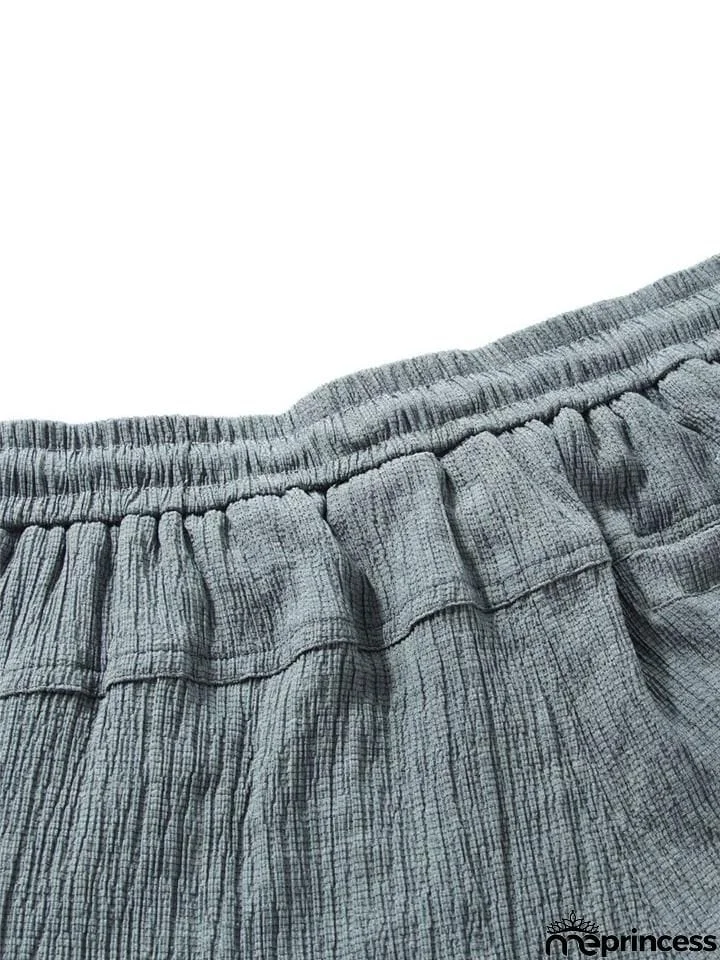 Oversize Comfy Two-Piece Outfit Solid Color T-Shirts + Drawstring Shorts