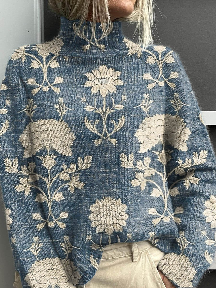 Vintage Plants Flowers Art Print Knit Turtleneck Pullover Sweater main image 1