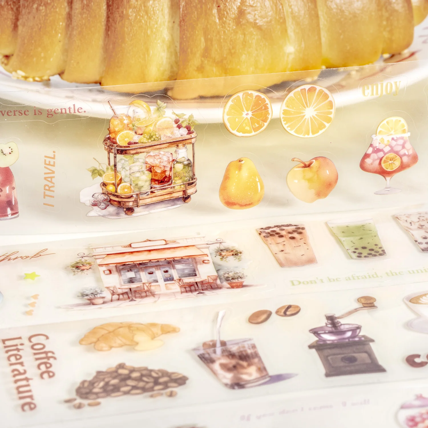 Journalsay 45mm*200cm The Afternoon 시리즈 빈티지 커피 음료 조경 PET 테이프