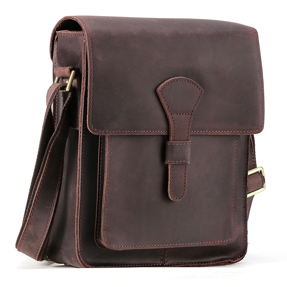 Vintage Style Handmade crazy horse leather men's messenger bag