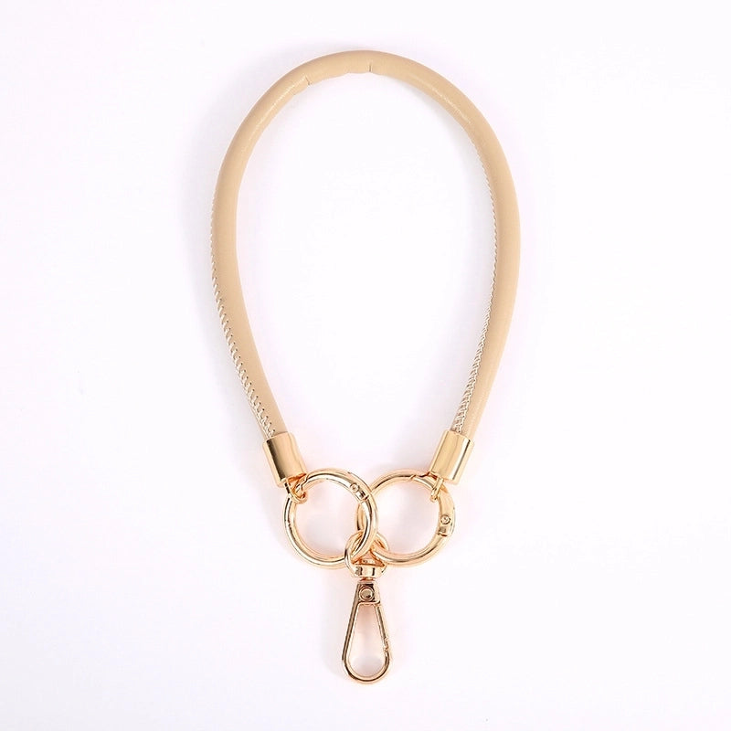 Minimalist Solid Color Pu Leather Bag Pendant Mobile Phone Chain Keychain