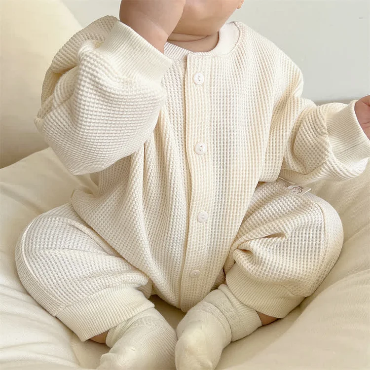 Baby Neutral Solid Color Casual Romper 
