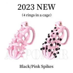 pornhint Pornhint New Male ABS Chastity Lock (Black/Pink Spikes) Anti Cheating Cage Stimulation
