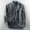 Gioiacombo&trade; Camicia da uomo a maniche lunghe in cotone e lino casual retr&ograve;