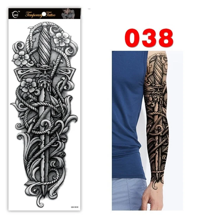 Full Arm Series Temporary Tattoo Full Arm Tattoo Sticker Lasting Waterproof Sweat Flower Arm Full Arm Tattoo Big Picture Sticker