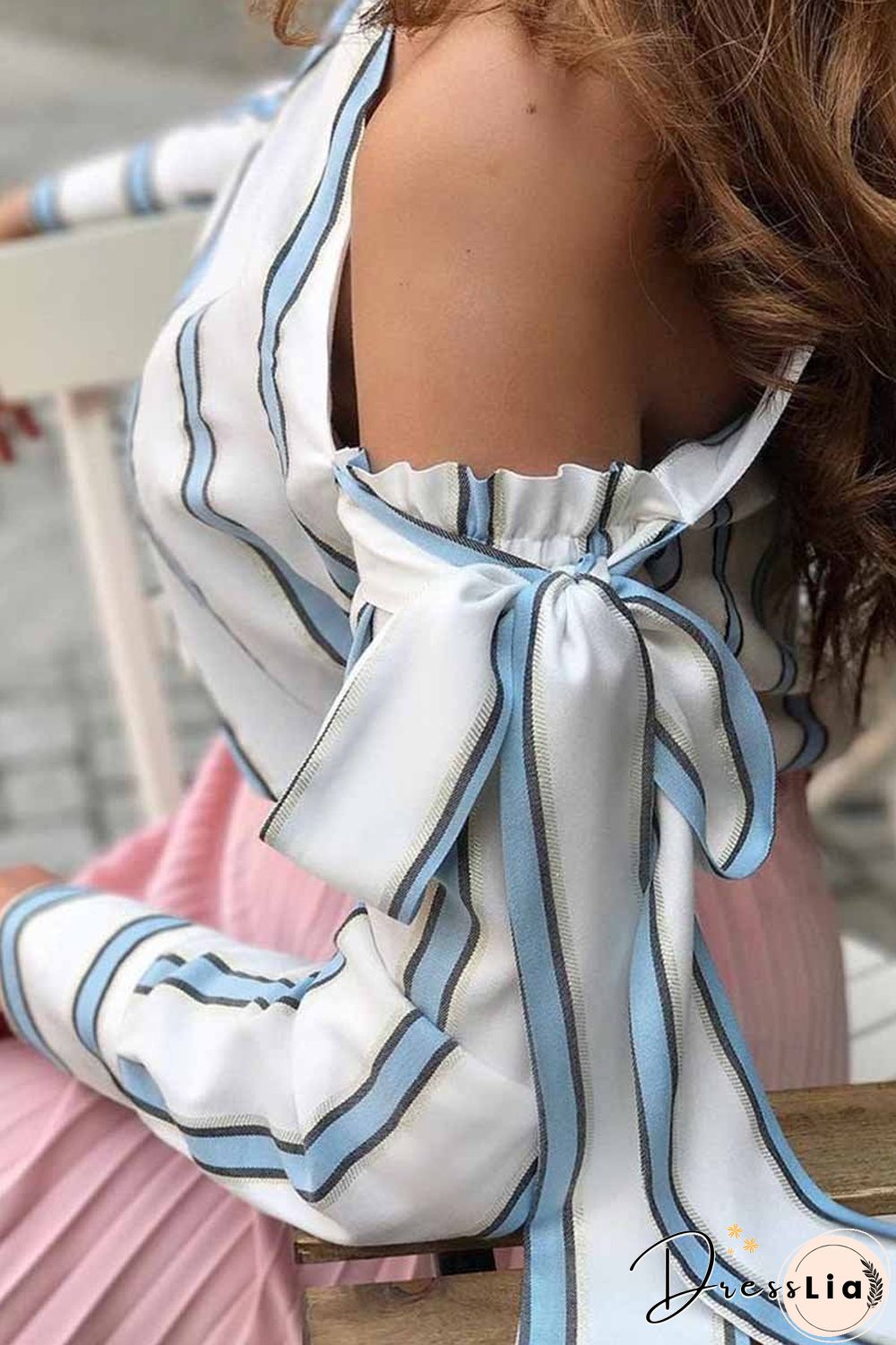 Slanted Shoulder Striped Top