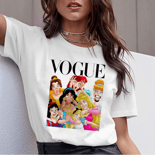 pornhint Pornhint Women 2023 Summer Graphic Tee Shirt Femme Funny Princess Vogue Harajuku T Shirt Korean Tops Kawaii Streetwear Camiseta Mujer