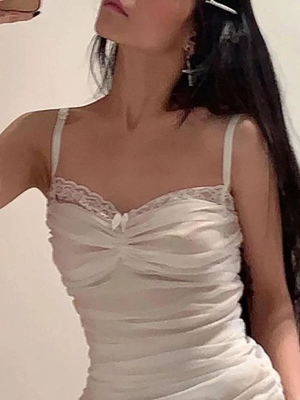 Thin strap ruched mini dress