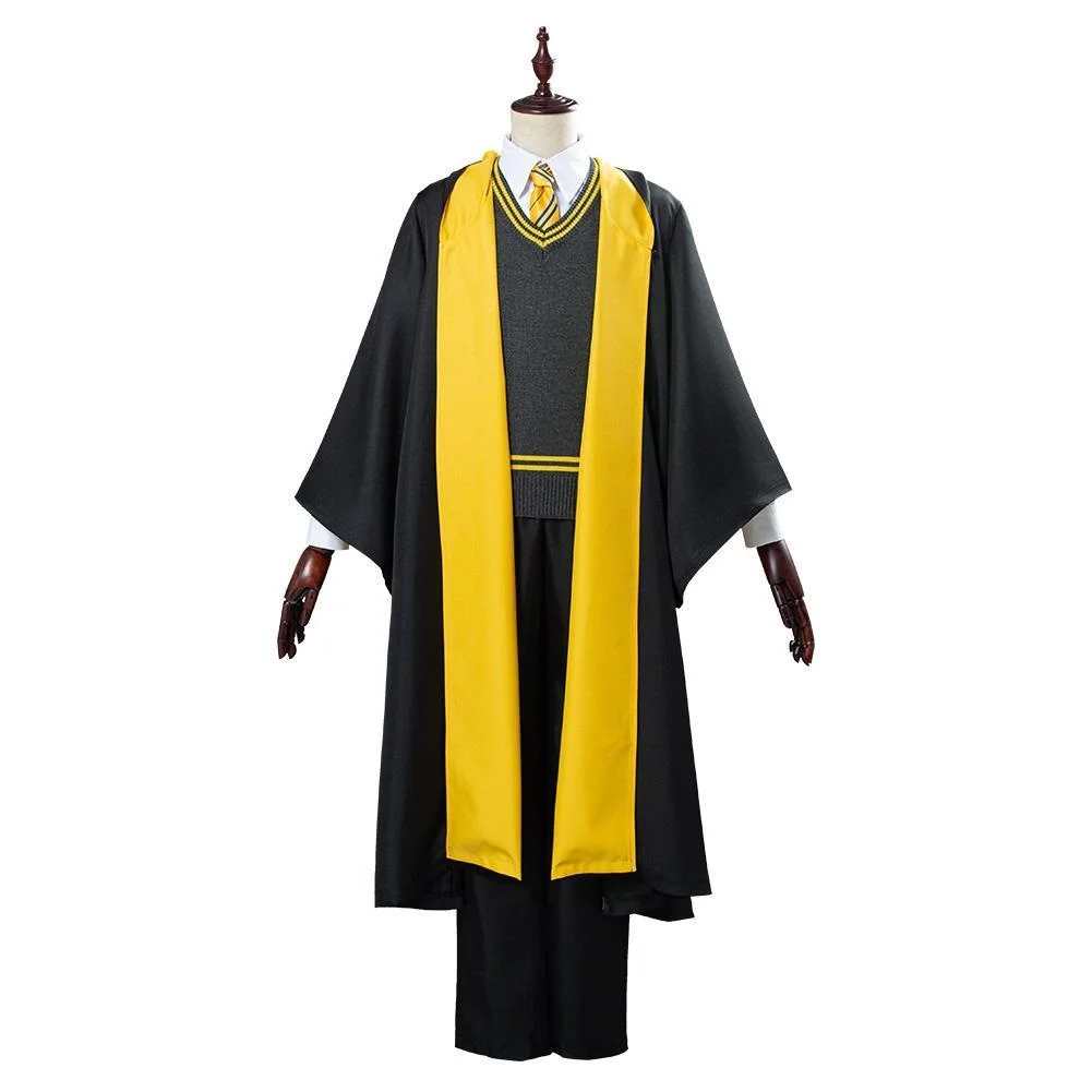 Harry Potter School Uniform Hufflepuff Robe Cloak Outfit Halloween Carnival Costume Cosplay Costume