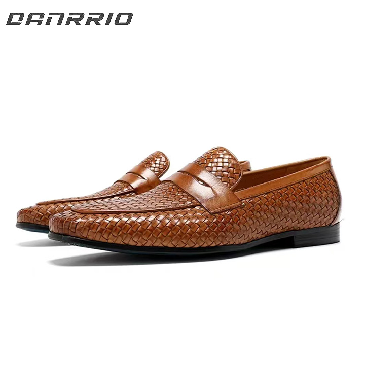 DANRRIO Genuine Leather Breathable Woven Business Loafers Shoes DANRRIO.COM DANRRIO