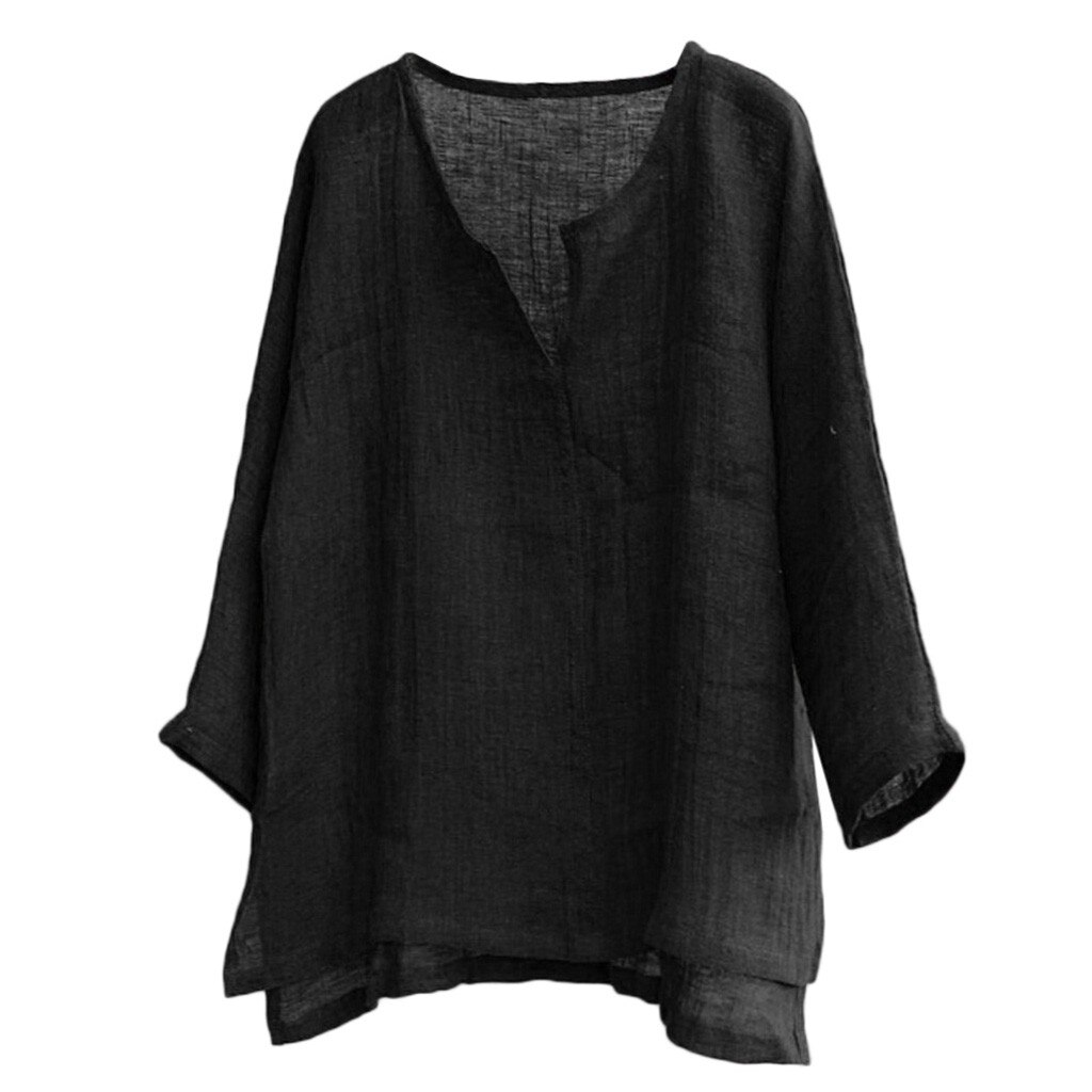 Breathable Comfy Solid Color Long Sleeve Loose Casual Blouse