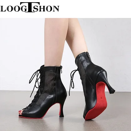VCshoes Black Soft Bottom Bachata Women Ballroom Latin Dance ShoesSalsa Dance Sandals Woman Thin Heel 8.3cm/10cm/11cm