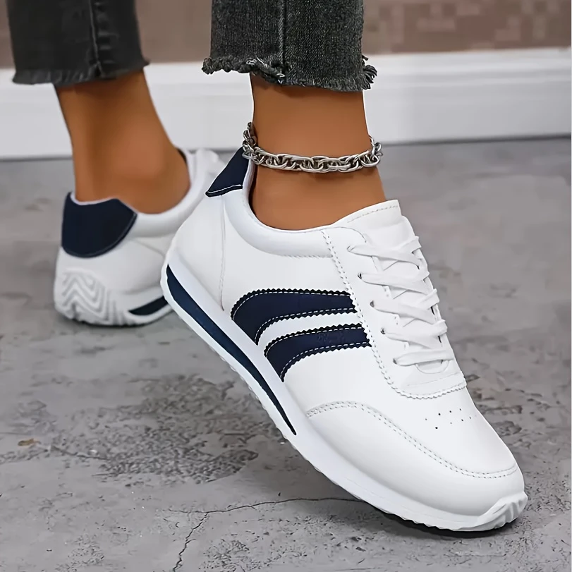 Women's lightweight fashion sneakers Comfortable non-slip lace-up sports shoes with cushioned white insole and design Eva sole Suitable for all-day wear Sports shoes Shoes