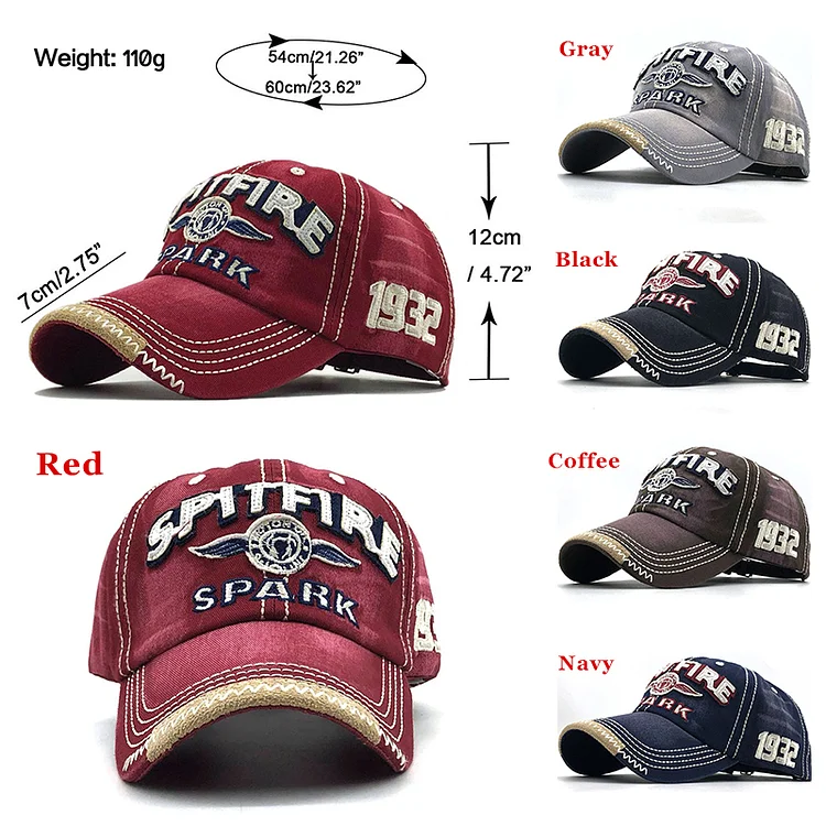 Spitfire Spark Baseball Cap Adjustable Convertible 1932 Multiple Colors