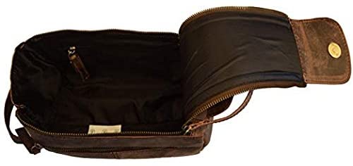 Genuine  Leather Unisex Toiletry Bag Travel Dopp Kit Made With High Class Buffalo Leather