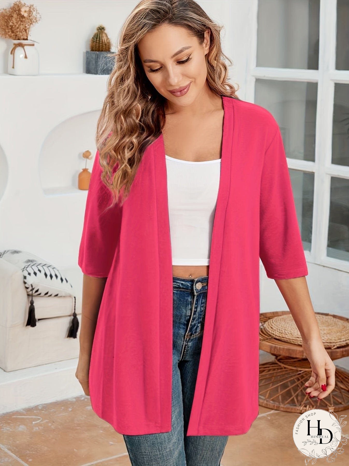 Women's Plus Size Open Front Cardigan