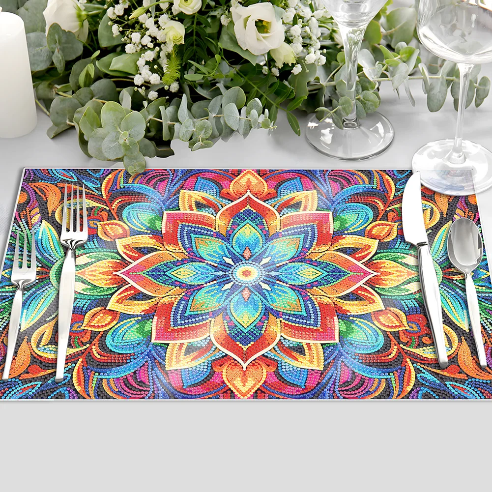 DIY Mandala Pattern Diamond Painting Placemat Diamond Art Crafts for Home Decor(42.5*29.5cm)