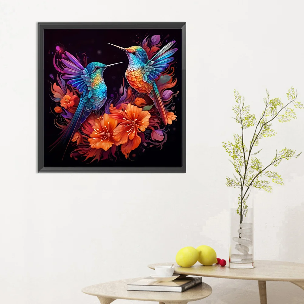 Diamond Painting - Full Round Drill - Hummingbird Flower(Canvas|30*30cm)