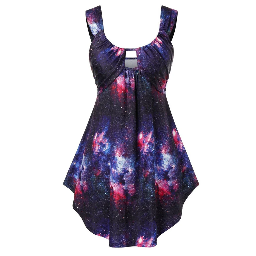 Plus Size Fashion Women Tie Dry Tops Tank Sexy O-Neck Vest Summer Camisole Women Casual Tank Tops Vest Sleeveless Female blusas