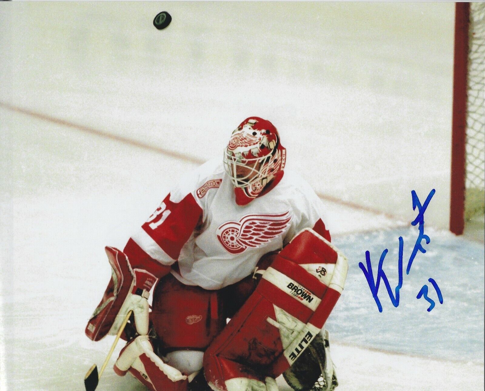 Autographed KEN WREGGET Detroit Red Wings 8x10 Photo Poster painting - w/ Show Ticket