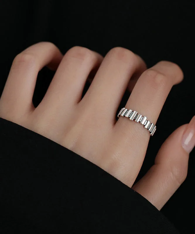 Simple Silk Sterling Silver Geometry Rings
