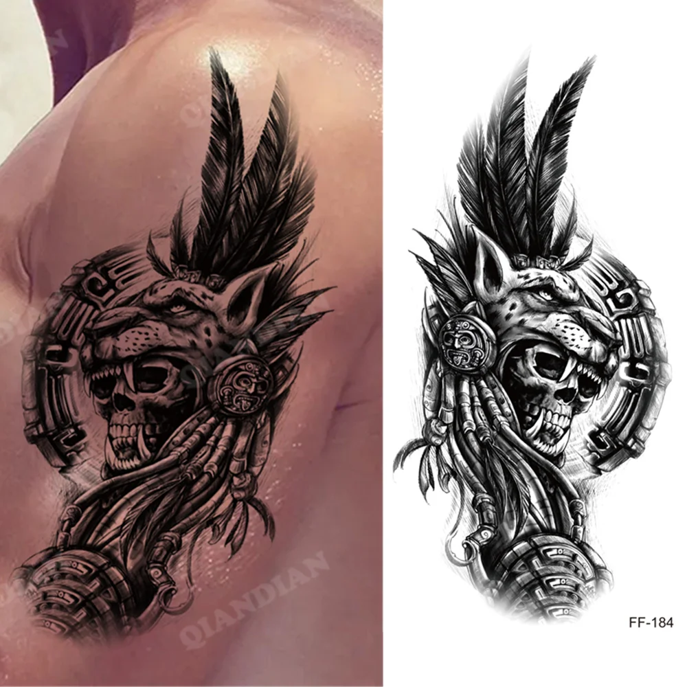 Sdrawing Waterproof Temporary Tattoo Sticker Wolf Lion King Sun Forest Tiger Mechanical Wild Boat Men Body Art Arm Fake Tatoo Women