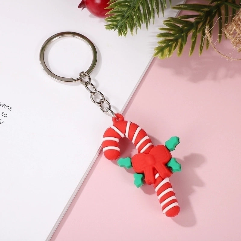 Cute Christmas Tree Santa Claus Elk PVC Metal Christmas Women’s Bag Pendant Keychain