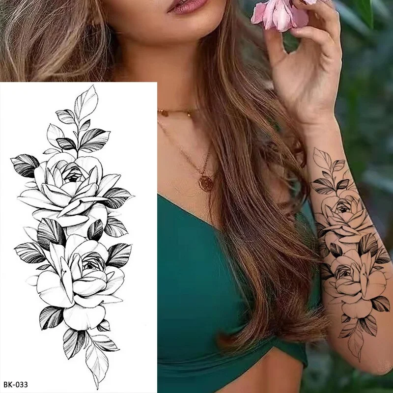 Sdrawing Tattoos New Flash Waterproof Temporary Tattoo Sticker Lip Print Flowers Butterfly Body Art Arm Fake Sleeve Tatoo for Women