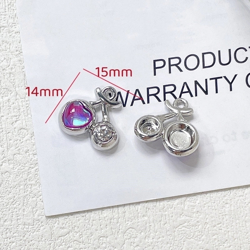 1 Piece Ig Style Sweet Cherry Heart Shape Flower Alloy Plating Inlay Jewelry Accessories
