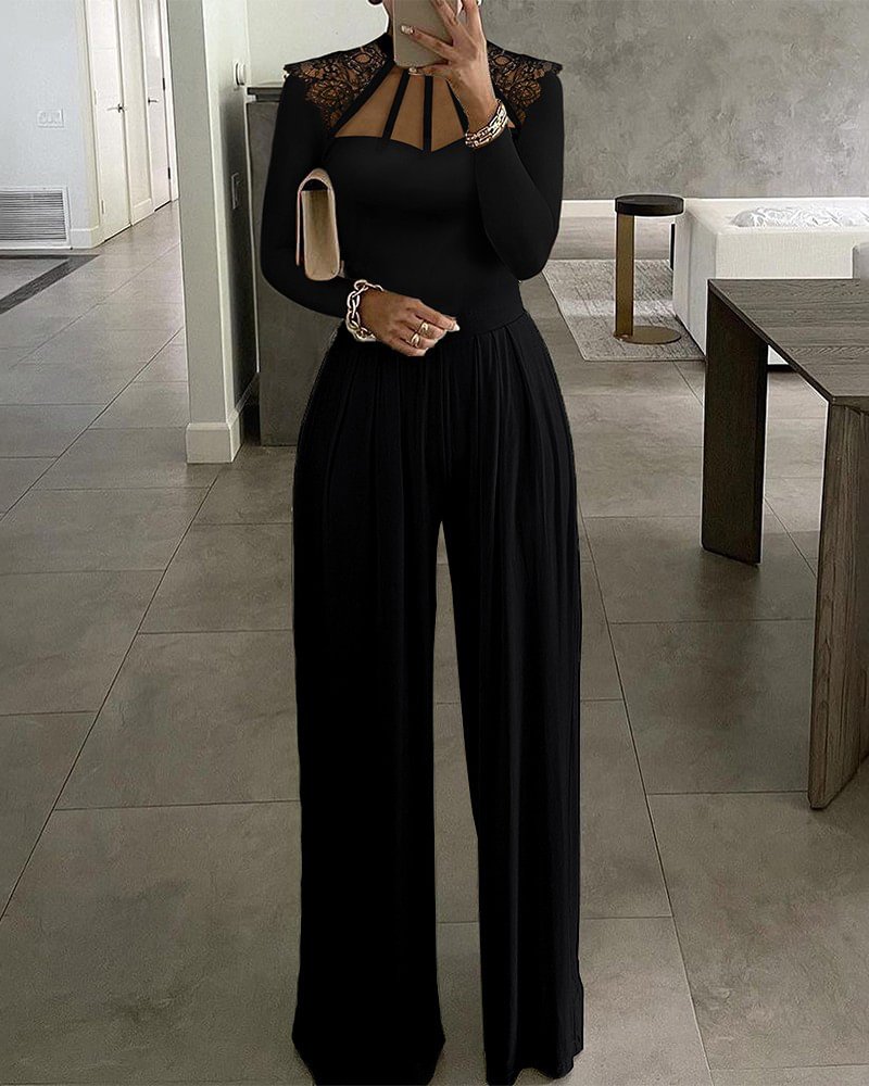 Fashion Lace Stitching Jumpsuit