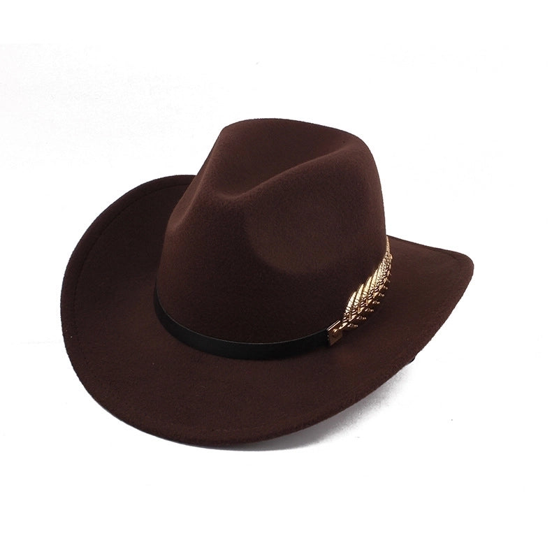 Ethnic Style Topper Hat Western Cowboy Hat Tibetan Tibetan Performance Hat Woolen Hat Central Retro Woolen Hat