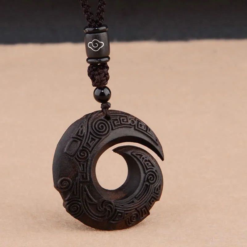 Small Leaf Red Sandalwood Ebony Wood Protection Necklace Pendant