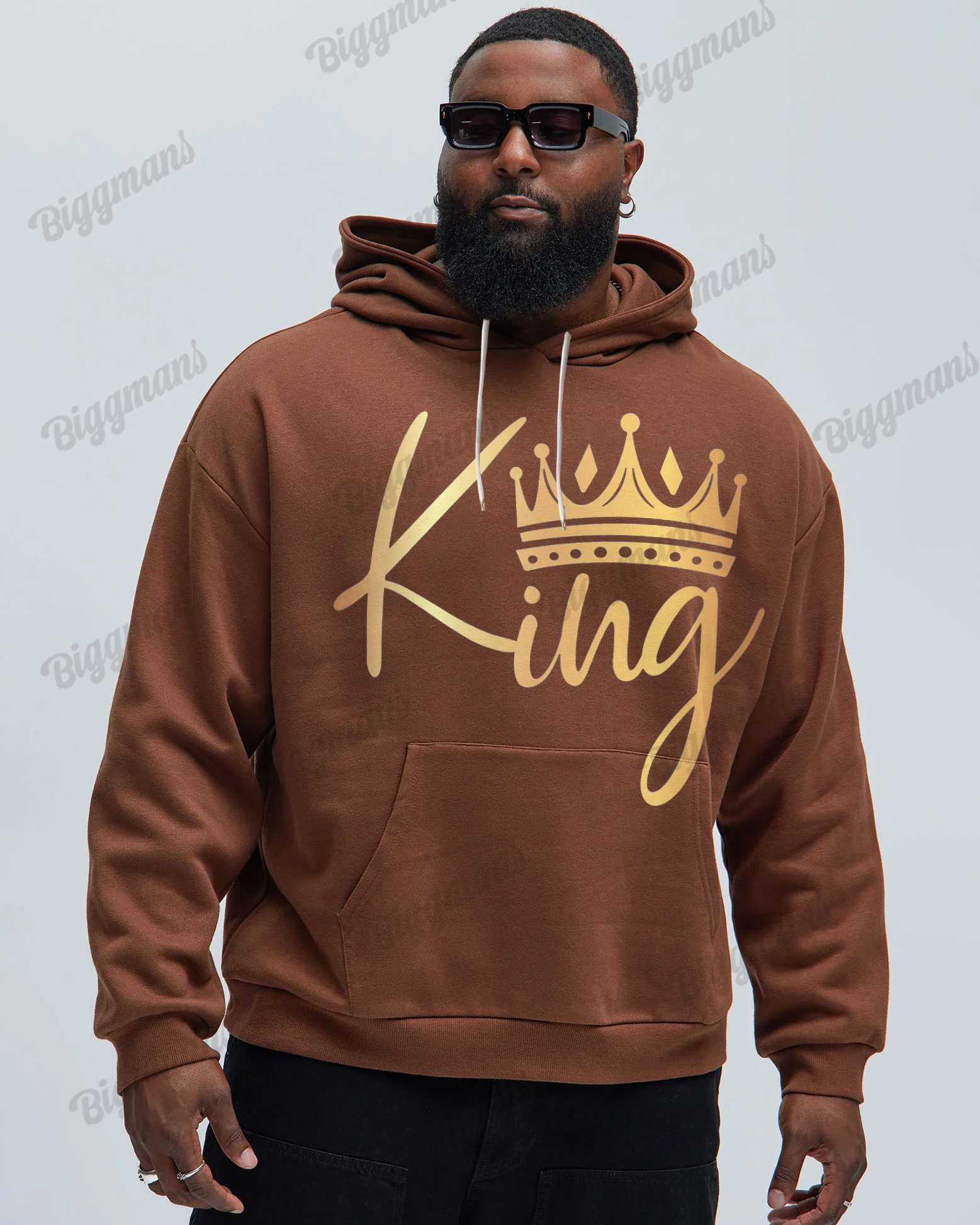 Men's Plus Size King with Crown Long Sleeve Hoodie