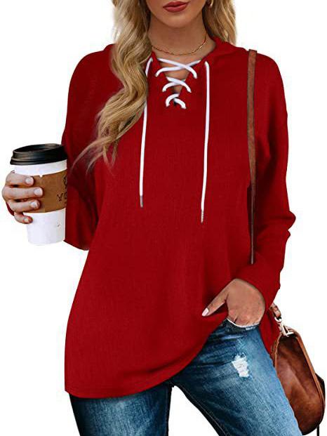 Women's V-neck Long Sleeved Sweatshirt Top