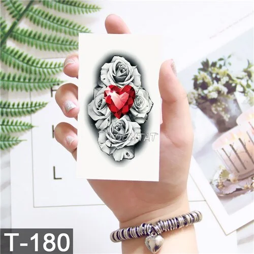 Waterproof temporary tattoo stickers on the body art temporary men tattoos lines rose fake tattoo stickers temporary tattoos