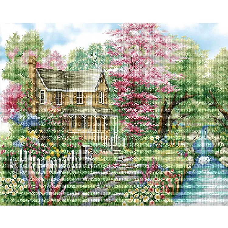 Mountain Villa 11CT Stamped Cross Stitch 40*50cm
