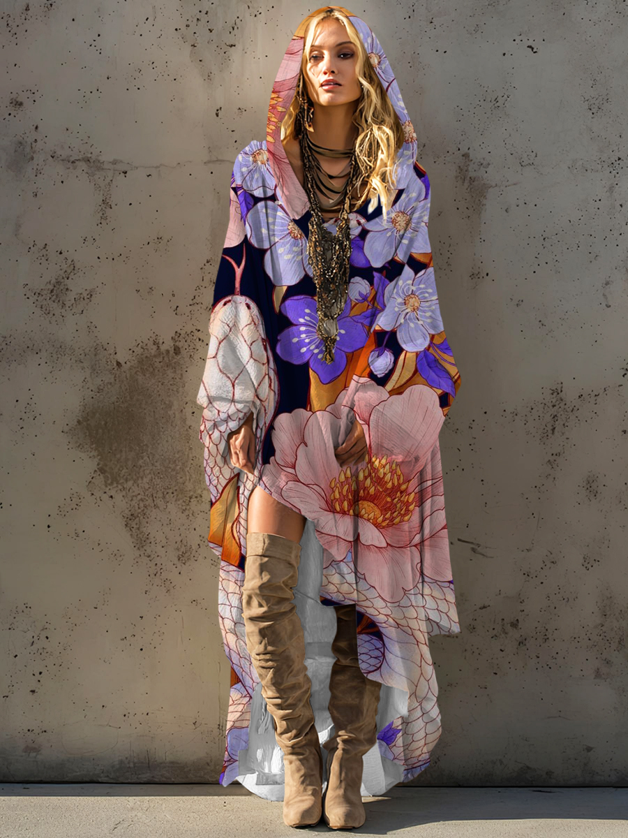 Women's autumn and winter cotton robe hooded smock dress