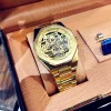 Royal hollow watch men's fully automatic mechanical watch retro business classic oak waterproof fashion brand square watch