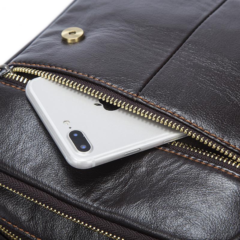 Casual Soft Leather Flip Zipper Shoulder Bag Crossbody Packs