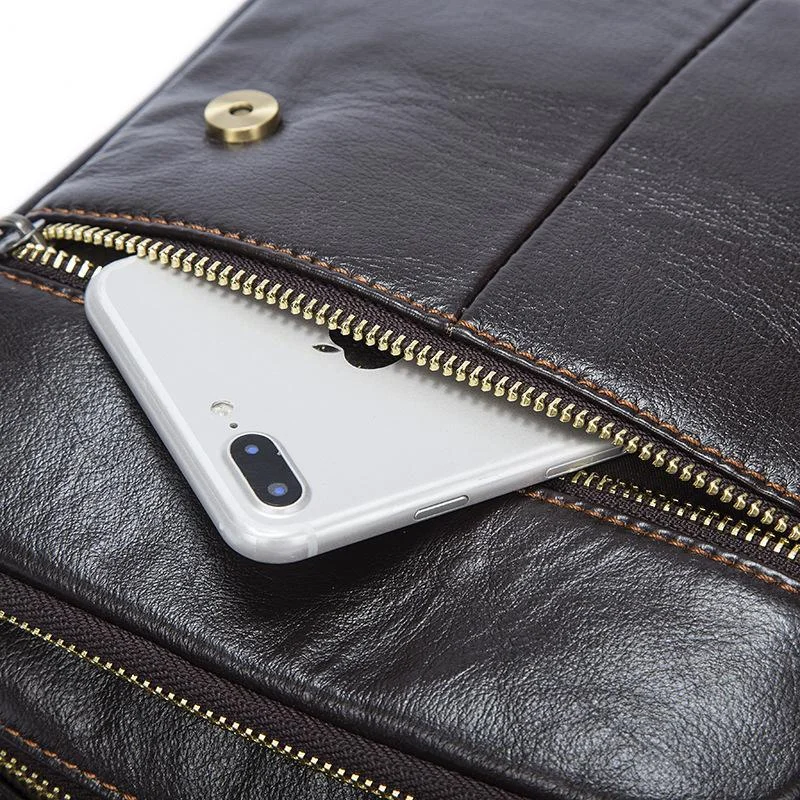 Casual Soft Leather Flip Zipper Shoulder Bag Crossbody Packs