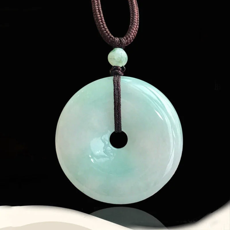 Round Jade String Luck Necklace Pendant
